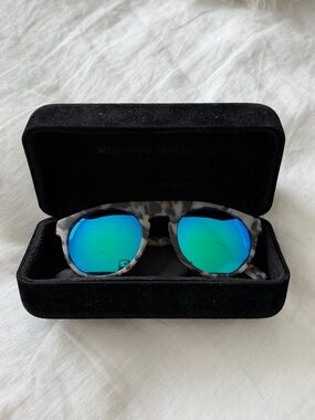Tortoiseshell Sunglasses with Blue Mirrored Lenses